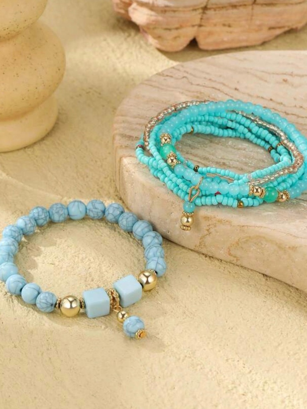 Turquoise Multi-Strand Beaded Bracelet - Picture 6 of 8